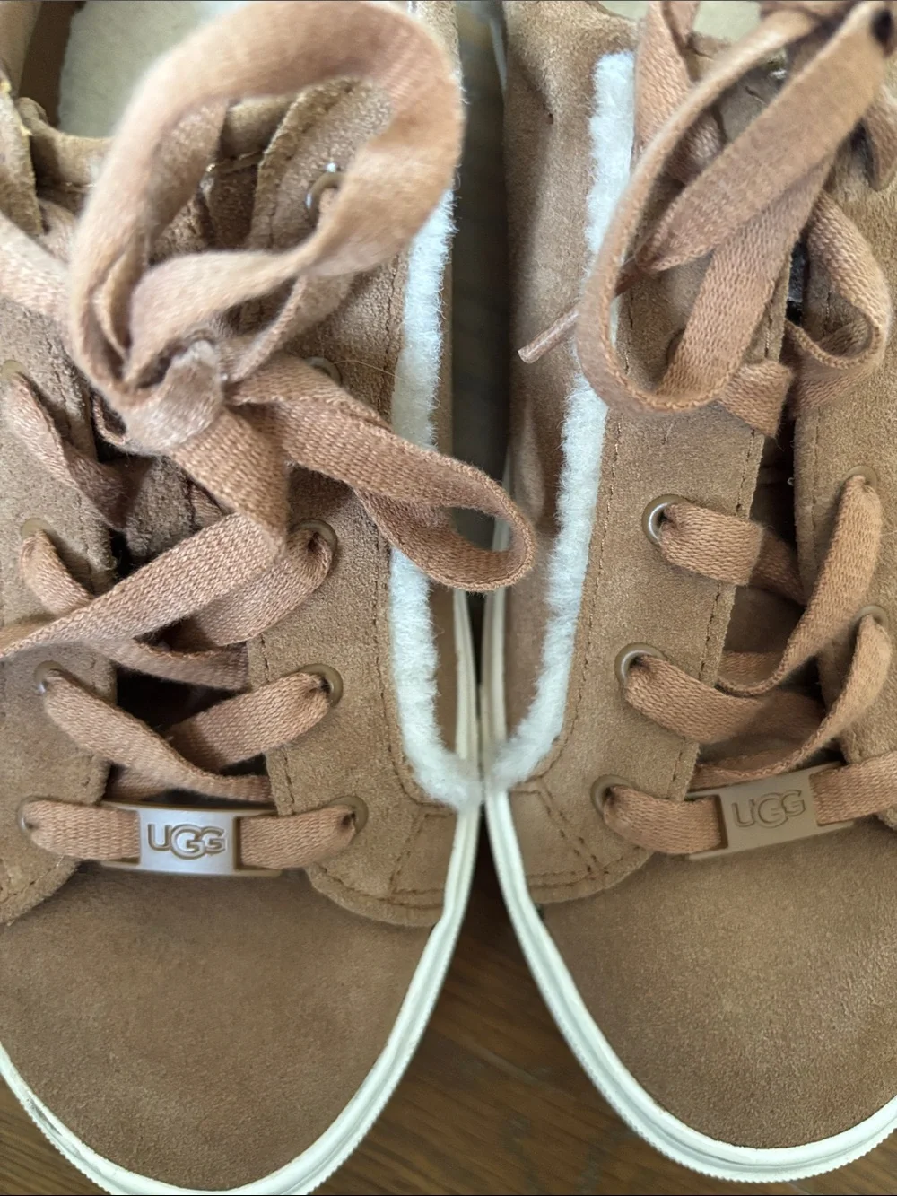 UGG Women’s Chestnut Suede Lace-Up Sneakers with Shearling Trim